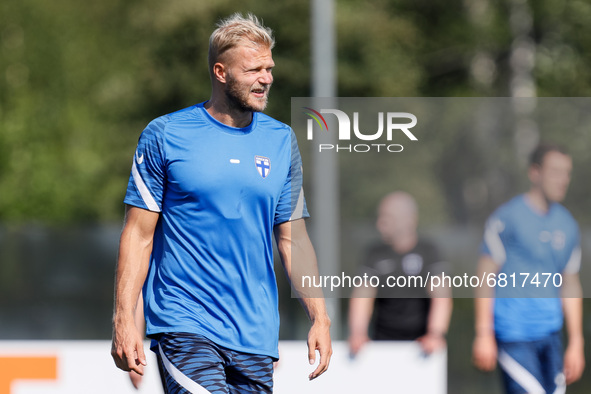 Paulus Arajuuri of Finland during a Finland national team training session ahead of their UEFA Euro 2020 match against Belgium on June 20, 2...