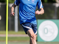 Joel Pohjanpalo of Finland in action during a Finland national team training session ahead of their UEFA Euro 2020 match against Belgium on...