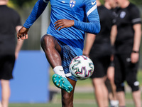 Glen Kamara of Finland in action during a Finland national team training session ahead of their UEFA Euro 2020 match against Belgium on June...