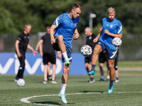 Leo Vaisanen (C) of Finland in action during a Finland national team training session ahead of their UEFA Euro 2020 match against Belgium on...