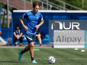 Lassi Lappalainen of Finland in action during a Finland national team training session ahead of their UEFA Euro 2020 match against Belgium o...