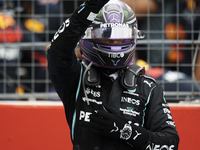 Lewis Hamilton of Great Britain and Mercedes AMG Petronas F1 Team greets  after the F1 Grand Prix of France at Circuit Paul Ricard on June 2...