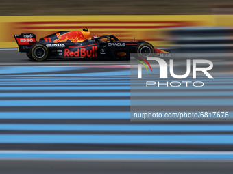 Sergio "Checho" Perez of Mexico driving the (11) Red Bull Racing RB16B Honda during the F1 Grand Prix of France at Circuit Paul Ricard on Ju...