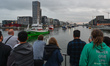 A flotilla of over 50 fishing boats leaving Dublin as they sail down the River Liffey this...