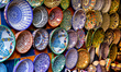 Pottery for sale in the Maristan Sidi Frej in the medina (old city) of Fez in Morocco, Afr...