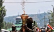 An Indian Army Soldier holds the Mashaal  in Baramulla, Jammu and Kashmir, India on 27 Jun...