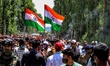 NCC Cadets and Indian Army Soldiers carry Indian national Flag during an Event in Baramull...