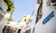 Roadsign with the direction to the acropolis in Lindos on the island of Rhodes, Greece on...