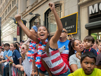 July 10, 2015 - New York, New York - Fans celebrate the American victory at the 2015 Womens World Cup.  The 2015 Women's World Cup Champions...