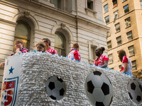 July 10, 2015 - New York, New York - Members of the 2015 Womens World Cup Championship team ride a float on Broadway.  The 2015 Women's Worl...