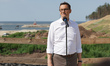 Prime minister Mateusz Morawiecki visiting the construction site of a waterway connecting...