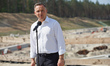President of Poland Andrzej Duda visiting the construction site of a waterway connecting t...