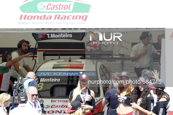 Tiago Monteiro (PRT) in Honda Civic WTCC of Castrol Honda WTC Team during the FIA WTCC 2015 - Service Park, at Vila Real in Portugal, on Jul...