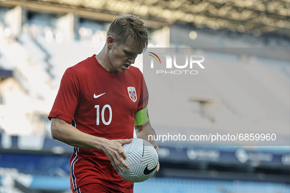 Martin Odegaard (Arsenal FC) of Norway with the ball during the international friendly match between Norway and Greece at Estadio La Rosaled...