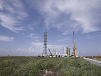 The orbital launch site takes shape at SpaceX's South Texas campus. Boca Chica, Texas, July 13th, 2021.  (