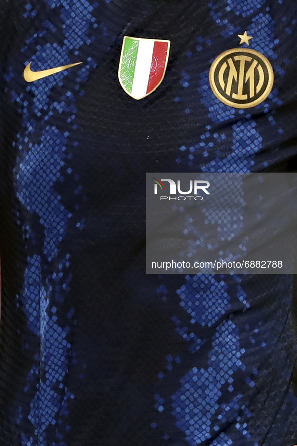 A detail of the new FC Internazionale game jersey during the Pre-Season Friendly match between Lugano and FC Internazionale at Cornaredo Sta...