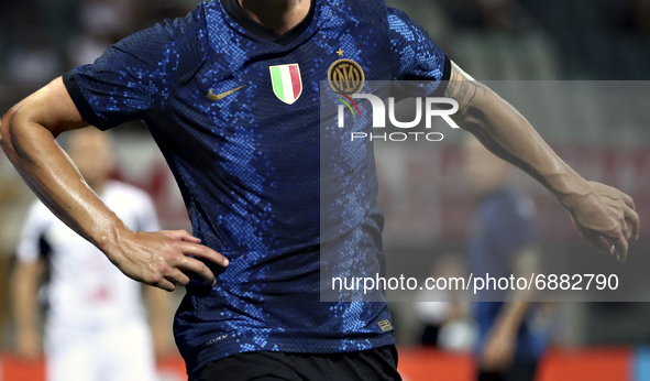 A detail of the new FC Internazionale game jersey during the Pre-Season Friendly match between Lugano and FC Internazionale at Cornaredo Sta...