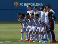 Barcelona line up prior to the pre-season friendly match between FC Barcelona and Girona FC at Estadi Johan Cruyff on July 24, 2021 in Barce...