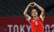 (8) Karen ARAYA of Team Chile celebrating with a first goal make a heart with her hands du...