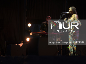 The singer  Buika during performs in the Jazz Palacio Real 2021 program, in Madrid, Spain on July 24, 2021. (