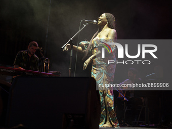 The singer  Buika during performs in the Jazz Palacio Real 2021 program, in Madrid, Spain on July 24, 2021. (