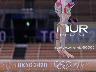 Aiko Sugihara of Japan during women's qualification for the Artistic  Gymnastics final at the Olympics at Ariake Gymnastics Centre, Tokyo, J...