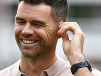 James Anderson working for BBC Sport during The Hundred between London Spirit Women and Oval Invincible Women at Lord's Stadium , London, UK...