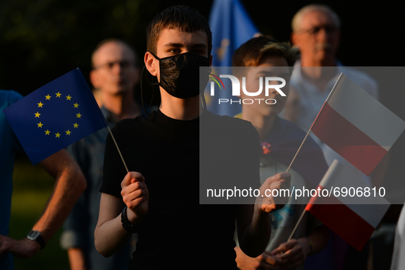 Members of the KOD (Committee for the Defense of Democracy) during the 'March Of Virtuous Women, Witches And Other Citizens' protest against...