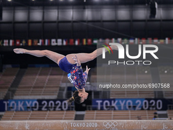 !! during women's qualification for the Artistic  Gymnastics final at the Olympics at Ariake Gymnastics Centre, Tokyo, Japan on July 25, 202...