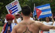 Hundred of cubans across the country gathering at Lafayette Park to demand President Biden...