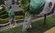 A mexican flag placed on an altar where a column of the Metro Collective Transportation Sy...