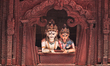 Sandalwood figures of Shiva and Paravati at the Hanuman Dhoka in Kathmandu, Nepal, on Dece...