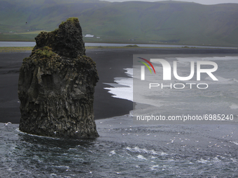The Black Sand Beach of Reynisfjara, near Vik, photographed Sunday August 15, 2021.The onyx black sand  is formed from volcanic activity. Wh...