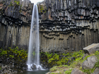 Svartifoss is one of the unique waterfalls in South Iceland.  Photographed Sunday, August 15, 2021. It is situated in Skaftafell, which belo...
