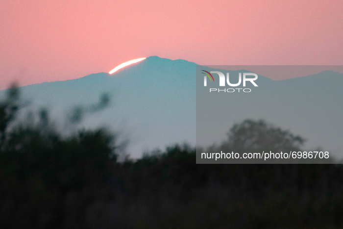 Sunset In National Park In Greece