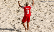 Heirauarii Salem of Tahiti celebrates his goal during the FIFA Beach Soccer World Cup Russ...