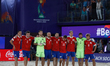 Football Union Of Russia (Team RFU) players during penalty shoot-out during the FIFA Beach...