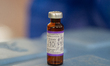 A vial of the Measles vaccine during a vaccination day inviting mothers and minors over th...