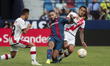 Levante's forward Ruben Vezo (L) and Oscar Guido Trejo of Rayo Vallecano    during La liga...