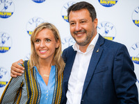 Matteo Salvini and Silvia Sardone attends “Milano Pronta Per Il Futuro” Lega press conference at Palazzo delle Stelline on September 07, 202...