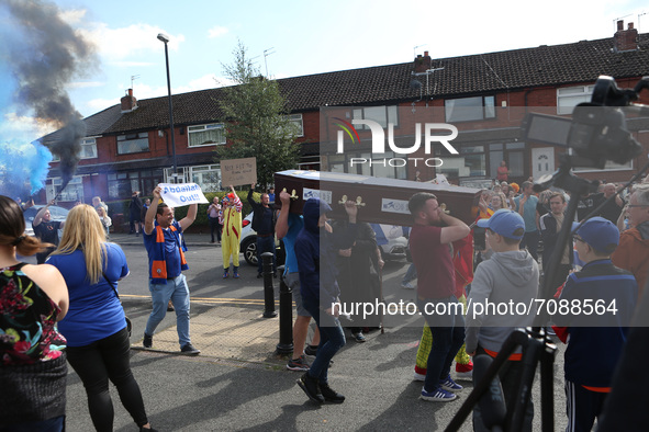  Protests against Oldham owners during the Sky Bet League 2 match between Oldham Athletic and Hartlepool United at Boundary Park, Oldham on...