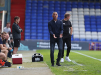 Oldham Athletic manager Keith Curle  during the Sky Bet League 2 match between Oldham Athletic and Hartlepool United at Boundary Park, Oldha...