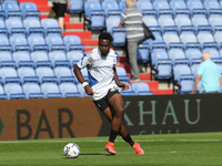 Michael Fondup of Hartlepool United warms up  during the Sky Bet League 2 match between Oldham Athletic and Hartlepool United at Boundary Pa...