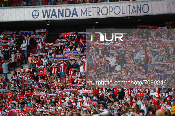 suporters during the La Liga match between Atletico de Madrid and Athletic Club Bilbao at Wanda Metropolitano Stadium in Madrid, Spain. 