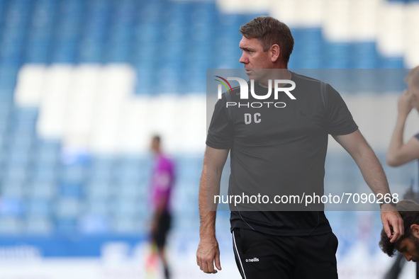 Hartlepool United manager Dave Challinor   during the Sky Bet League 2 match between Oldham Athletic and Hartlepool United at Boundary Park,...
