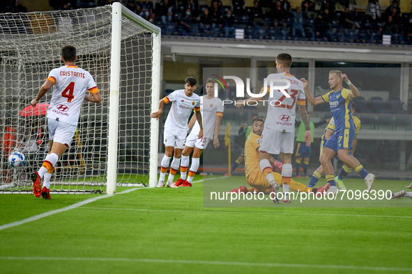 Antonin Barak (Verona) scores a goal 1-1 during the Italian football Serie A match Hellas Verona FC vs AS Roma on September 19, 2021 at the...