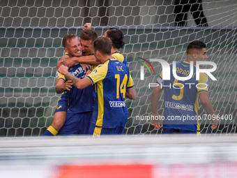 Antonin Barak (Verona) celebrates after scoring a goal 1-1 during the Italian football Serie A match Hellas Verona FC vs AS Roma on Septembe...