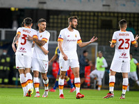 Roma celebrates after Ivan Ilic (Verona) scorea an auto goal 2-2 during the Italian football Serie A match Hellas Verona FC vs AS Roma on Se...