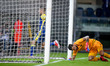 Davide Faraoni (Verona) cel1ebrates after scoring a goal 3-2 during the Italian football S...