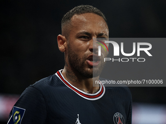 Neymar of PSG during the Ligue 1 Uber Eats match between Paris Saint Germain and Lyon at Parc des Princes on September 19, 2021 in Paris, Fr...